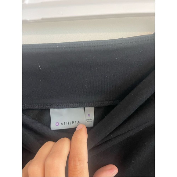 Athleta Luxe Ponte Black Faux Leather Zipper Moto Leggings Womens Size Medium - Picture 4 of 9